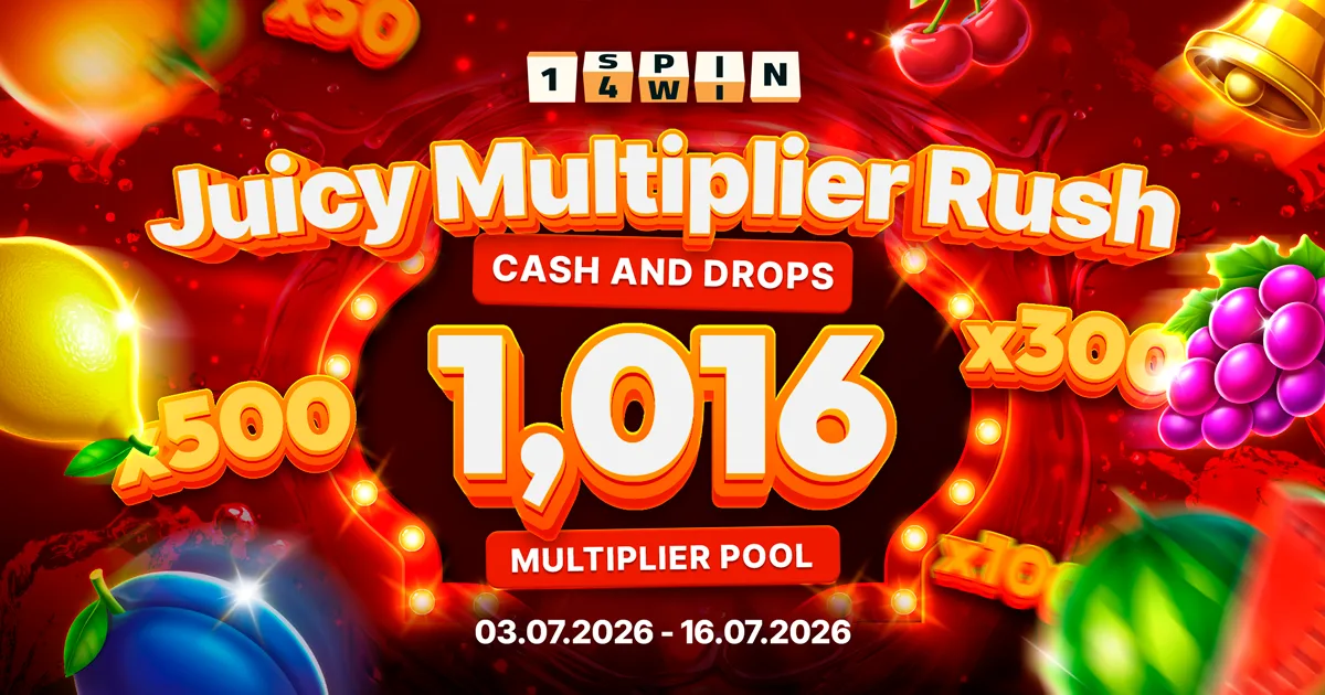 1spin4win welcomes summer with “Juicy Multiplier Rush,” a Cash & Drops network promotion